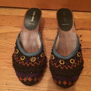 Miu Miu Embroidery Mules